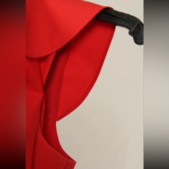 J. Crew Dress Women’s 2 Red Sheath Ruffle Sleeveless Lined Midi Wool Blend - Picture 4 of 11